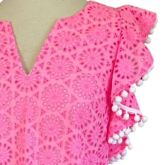 LILLY PULITZER XXS dress Astara in Prosecco Pink Neon Geo Eyelet - Picture 16 of 16
